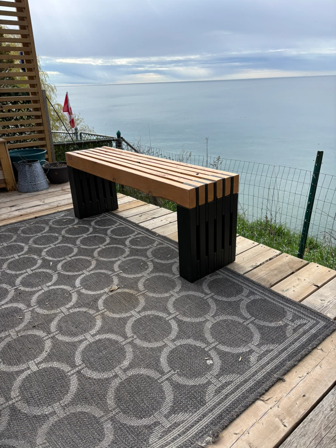 Modern Wooden Slat Bench