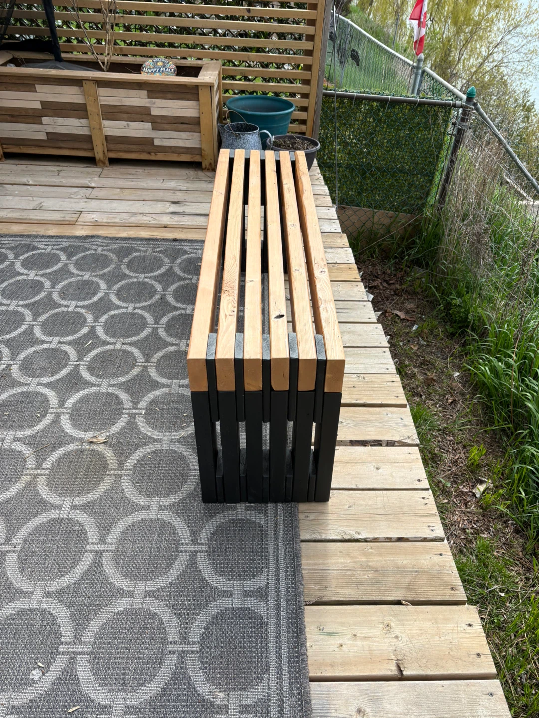 Modern Wooden Slat Bench - photo 4