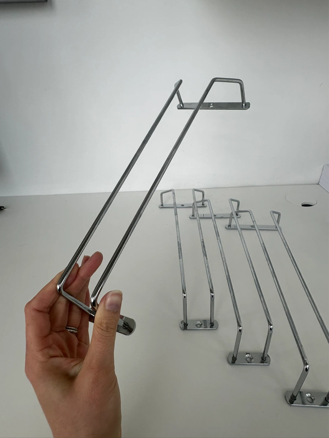 Chrome Wine Glass Racks Under Cabinet Holders x4