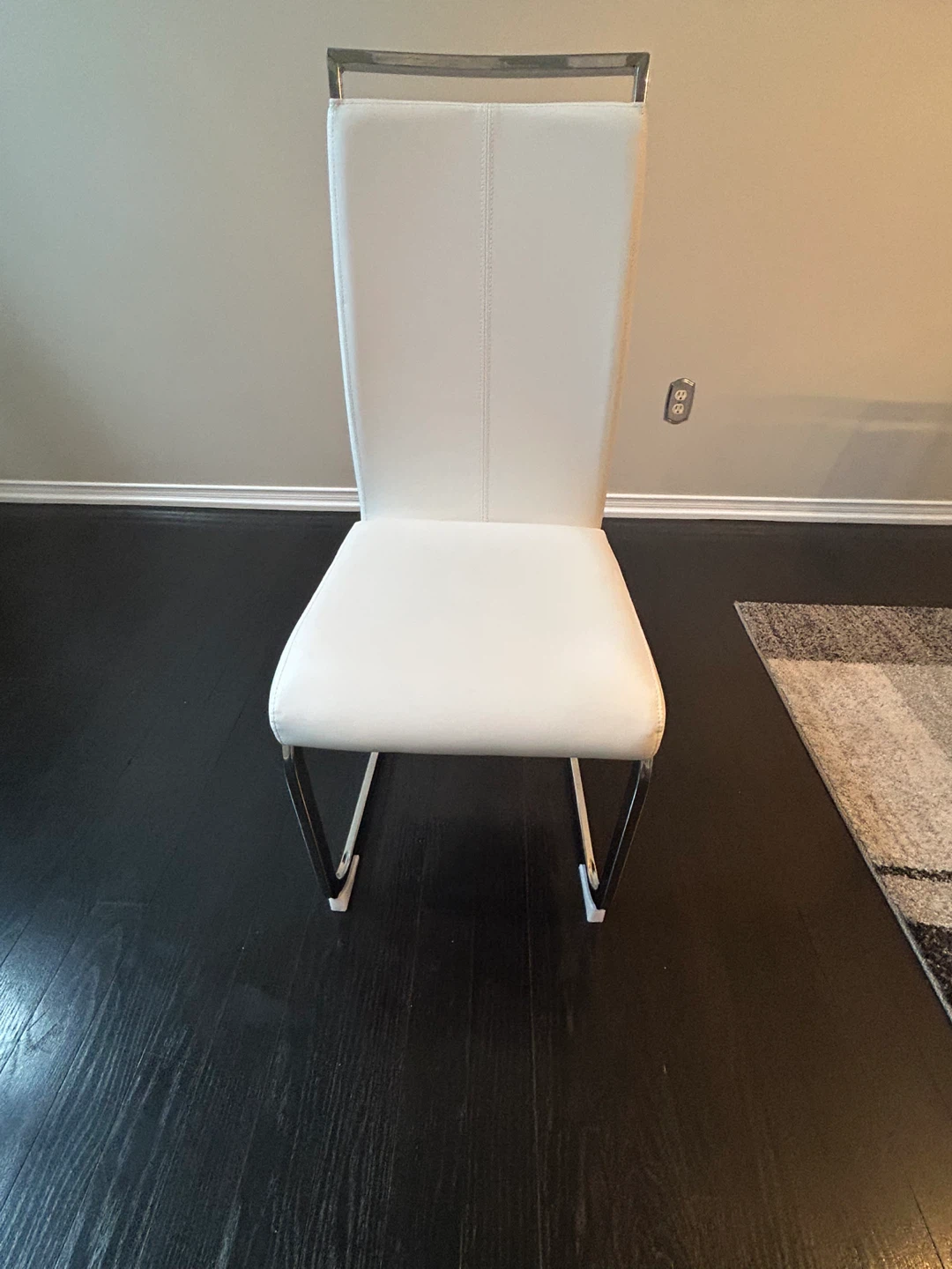 White Dining Chairs with Chrome Frame (Set of 8) - photo 4