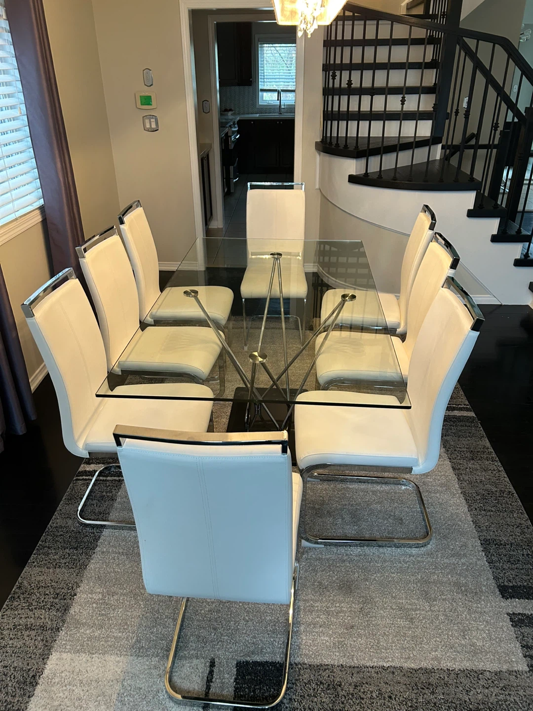 White Dining Chairs with Chrome Frame (Set of 8)