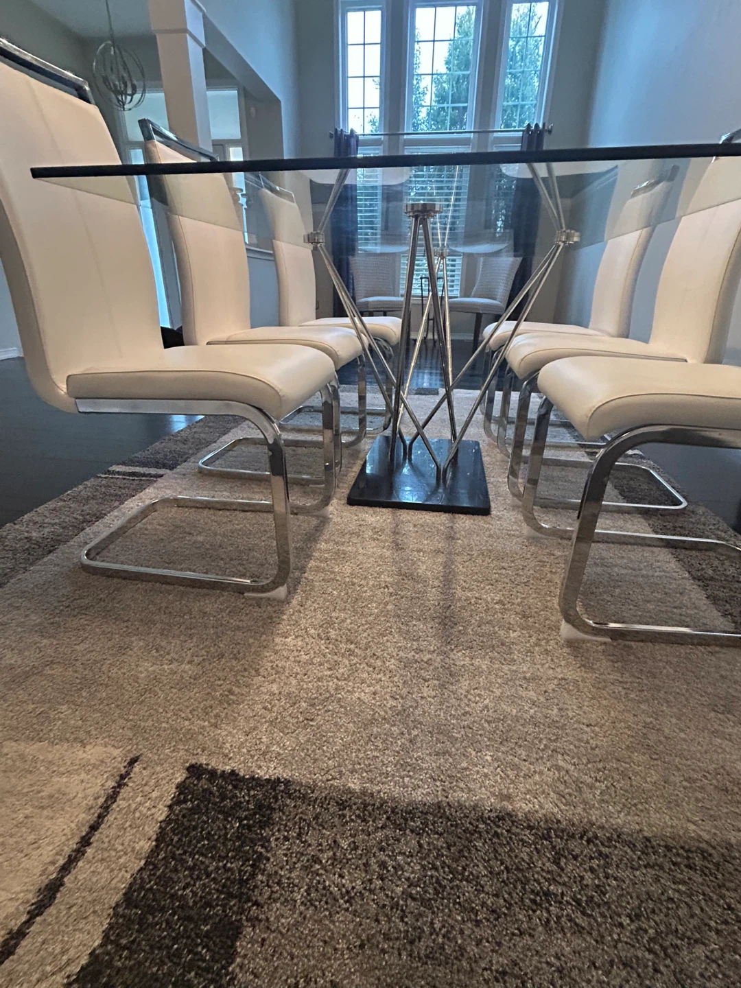 White Dining Chairs with Chrome Frame (Set of 8) - photo 5