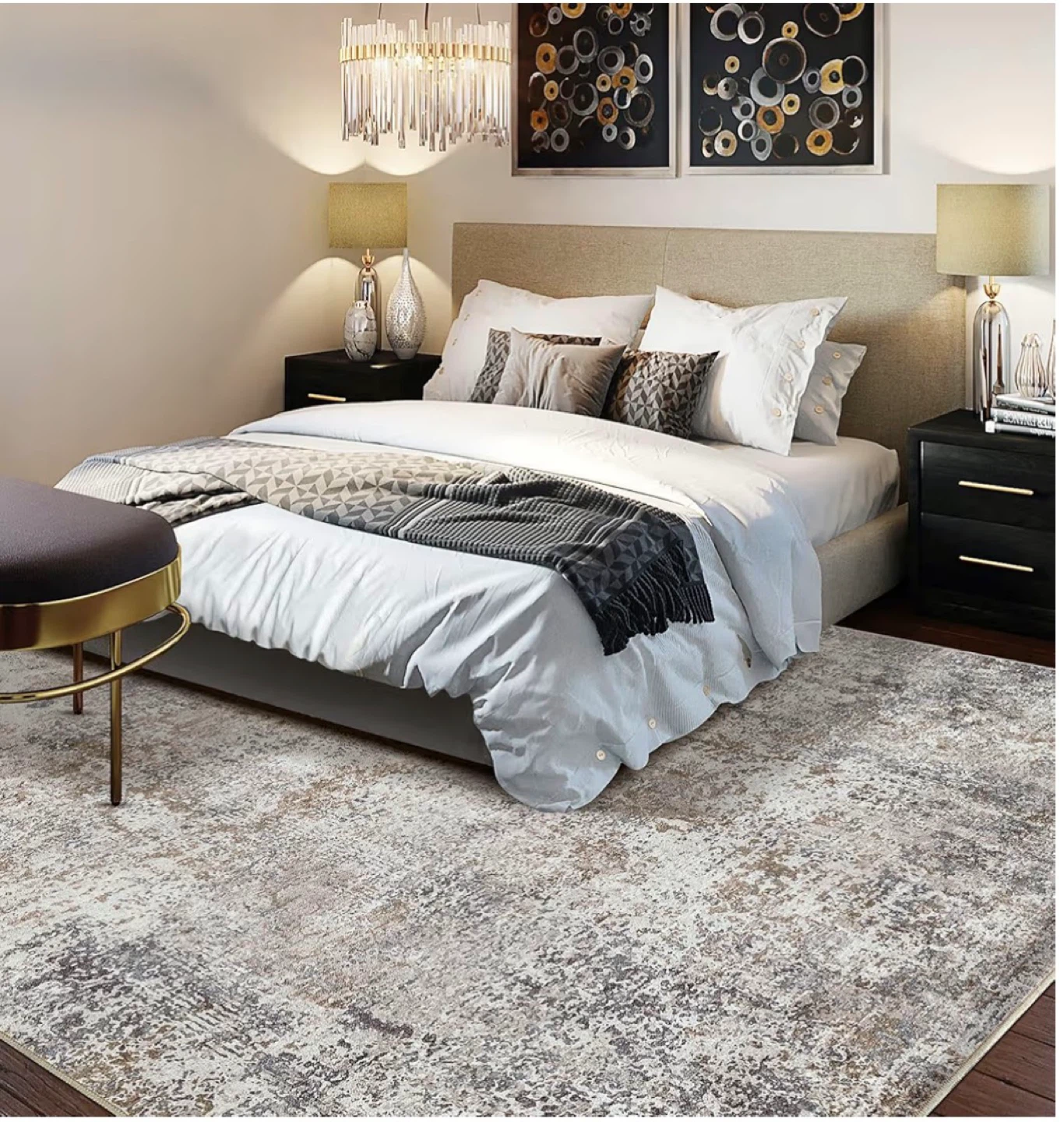 Distressed Medallion Area Rug - Brown/Grey/Black - 9' x 12' - photo 5
