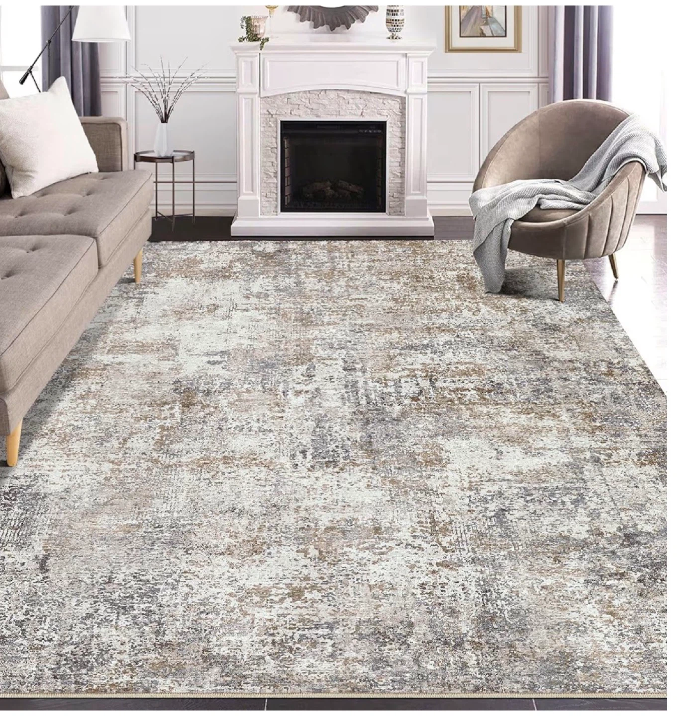 Distressed Medallion Area Rug - Brown/Grey/Black - 9' x 12'
