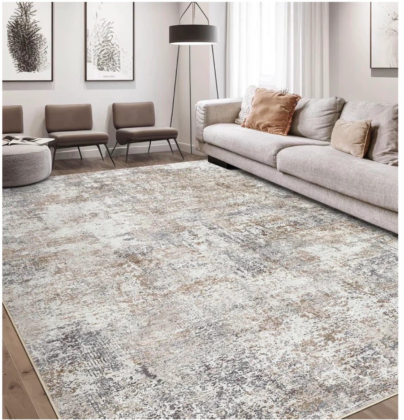 Distressed Medallion Area Rug - Brown/Grey/Black - 9' x 12' - photo 4