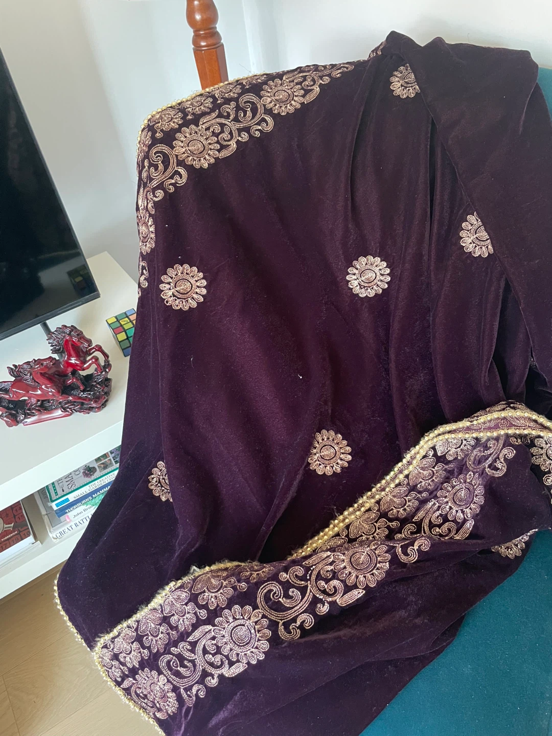 Embroidered Velvet Shawl