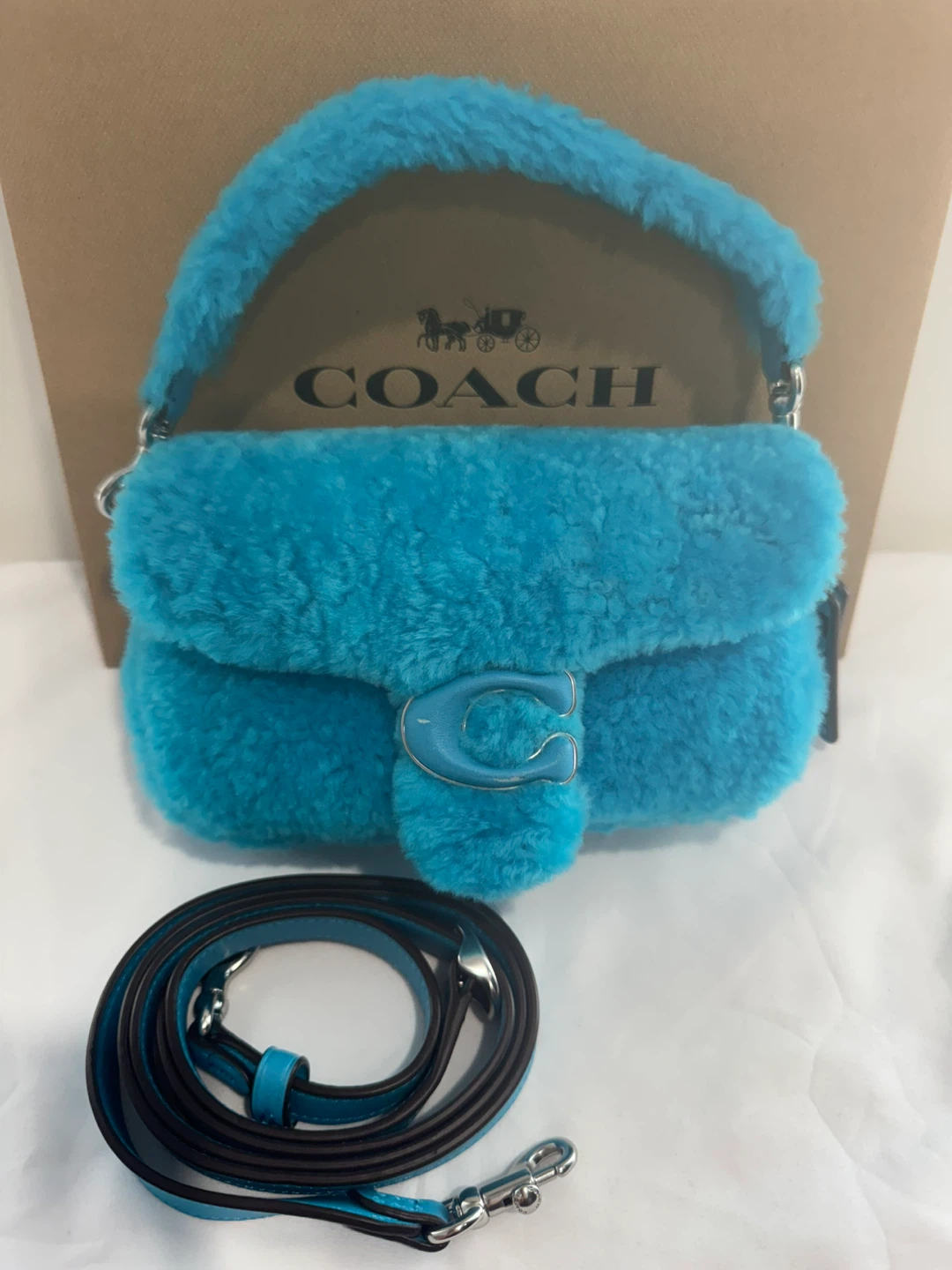Coach Shearling Pillow Tabby Bag - Blue