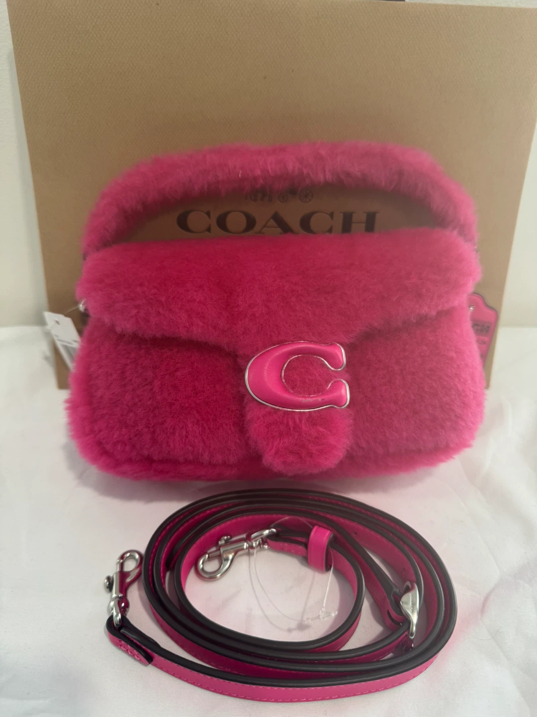 Coach Tabby Pink Fuzzy Shoulder Bag