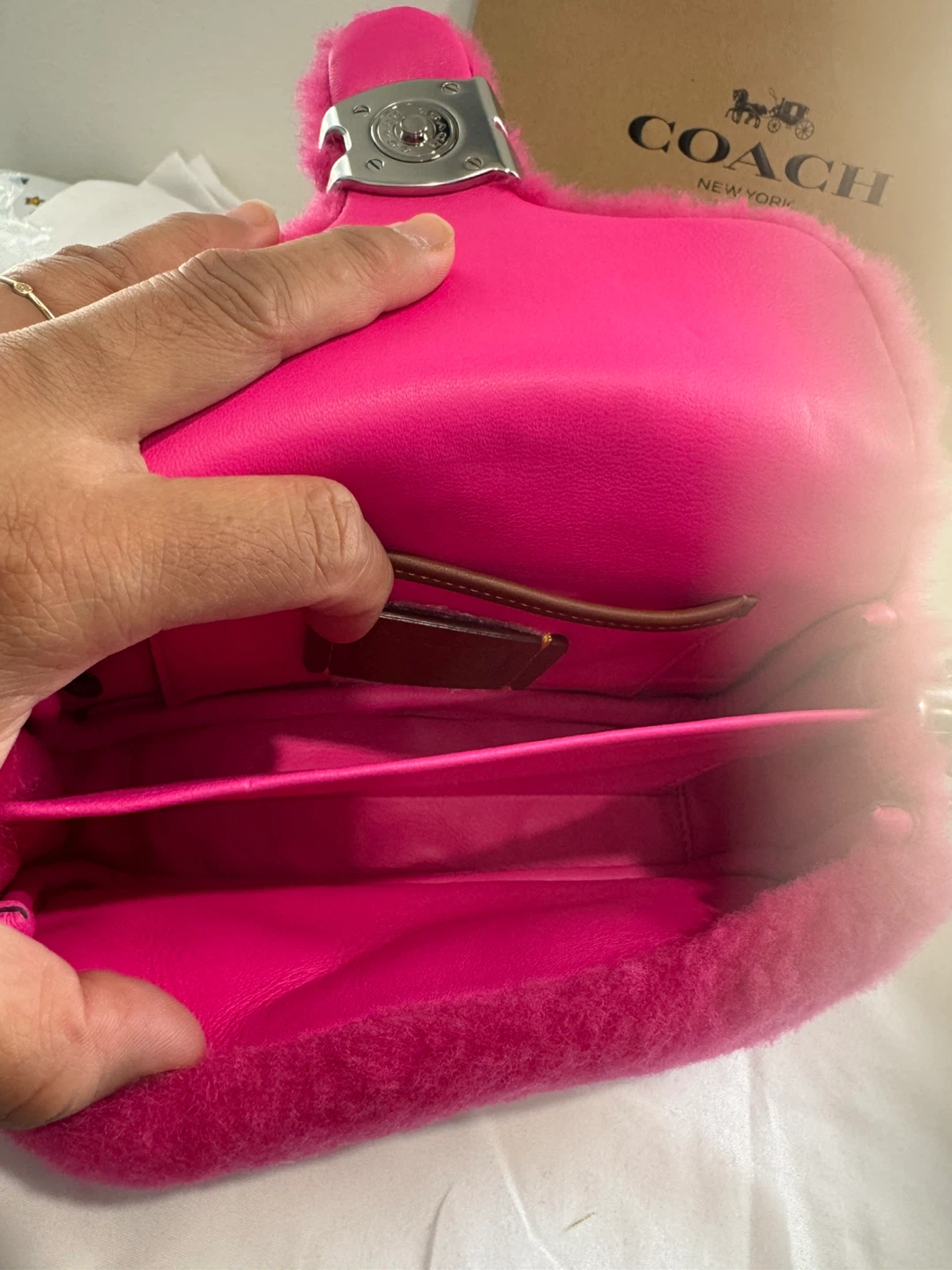 Coach Tabby Pink Fuzzy Shoulder Bag - photo 5