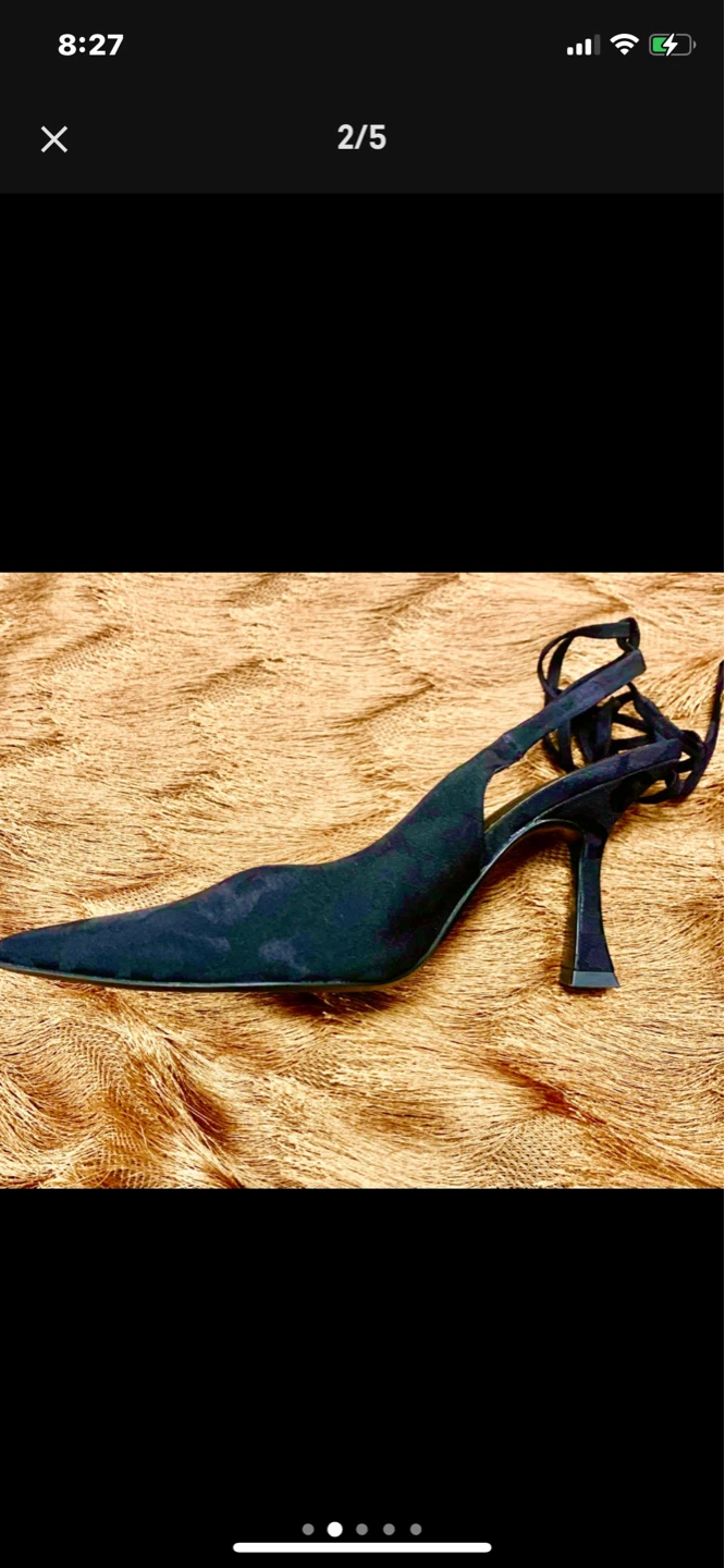 Black Zara Pointed Toe Heels with Tie-Up Straps - photo 2