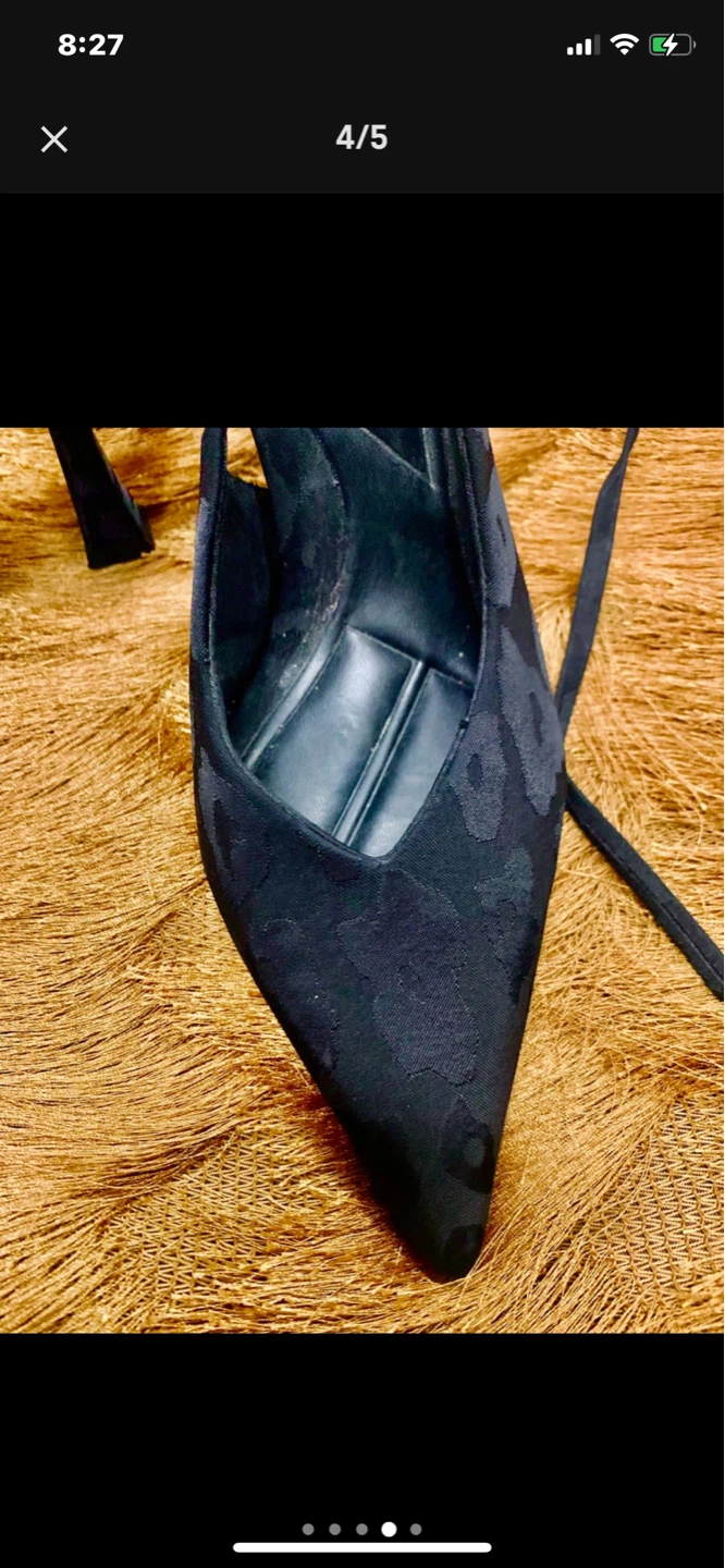 Black Zara Pointed Toe Heels with Tie-Up Straps - photo 4
