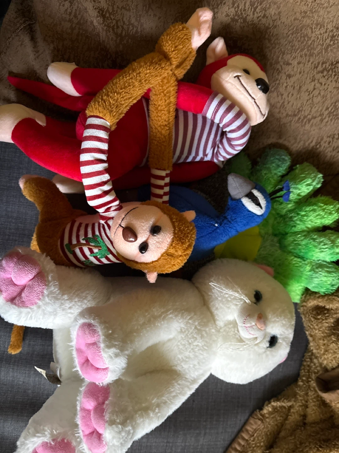 Plush Toys - Cat, Monkeys, Peacock