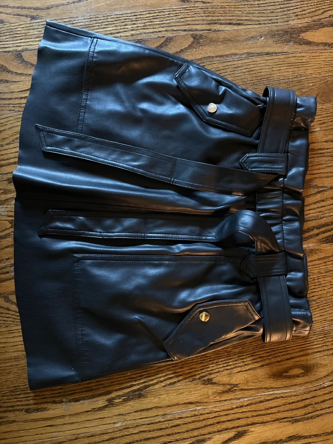 Zara Faux Leather Skirt - Black, Size M