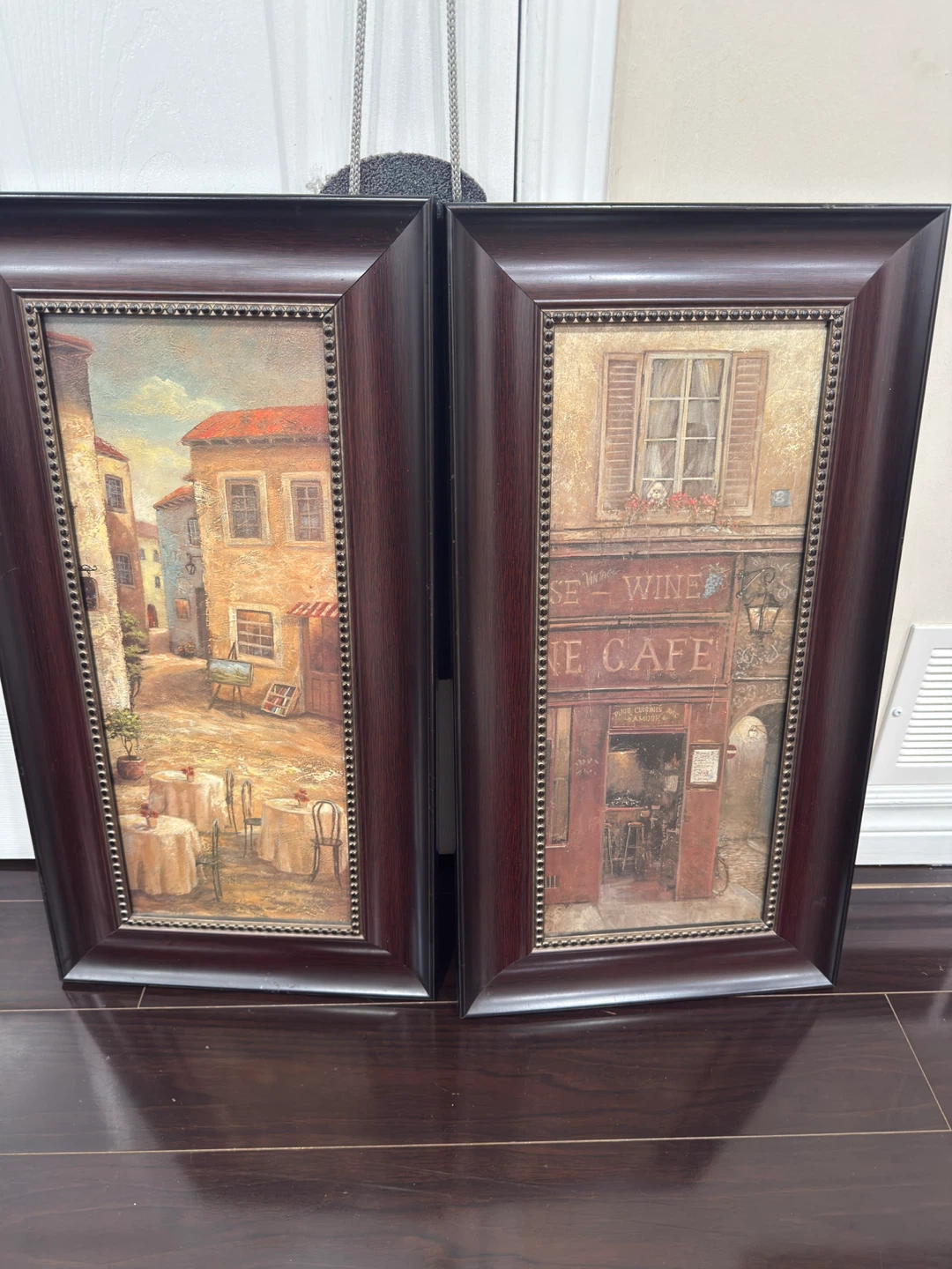Set of 2 Framed European Street Scene Wall Art
