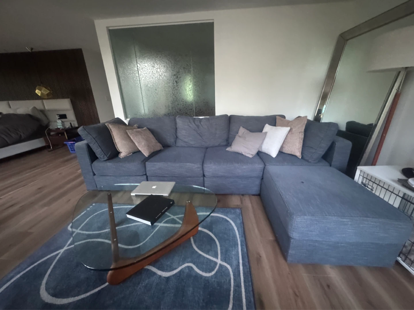 Blue Sectional Sofa with Chaise - photo 2