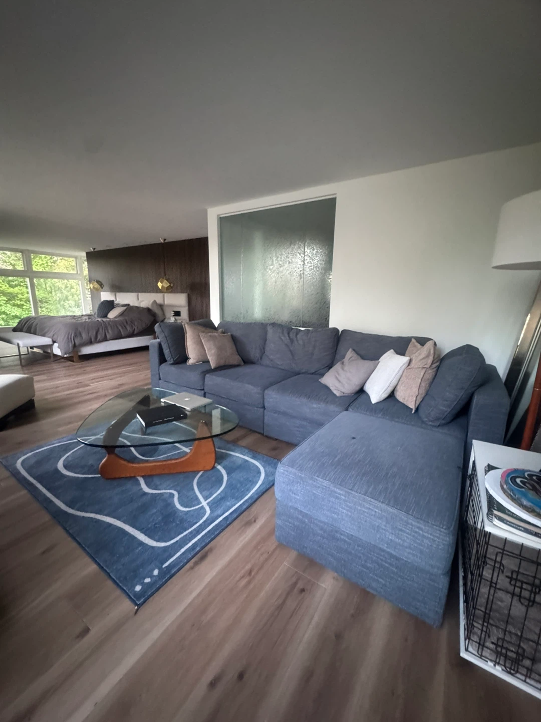 Blue Sectional Sofa with Chaise