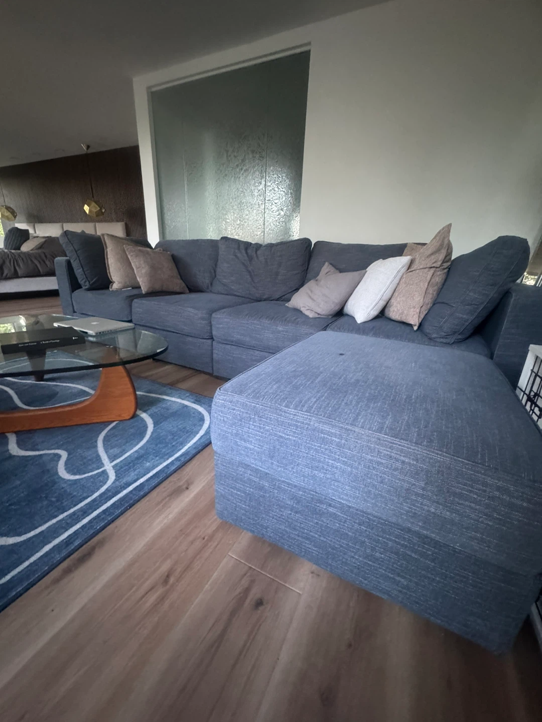 Blue Sectional Sofa with Chaise - photo 5