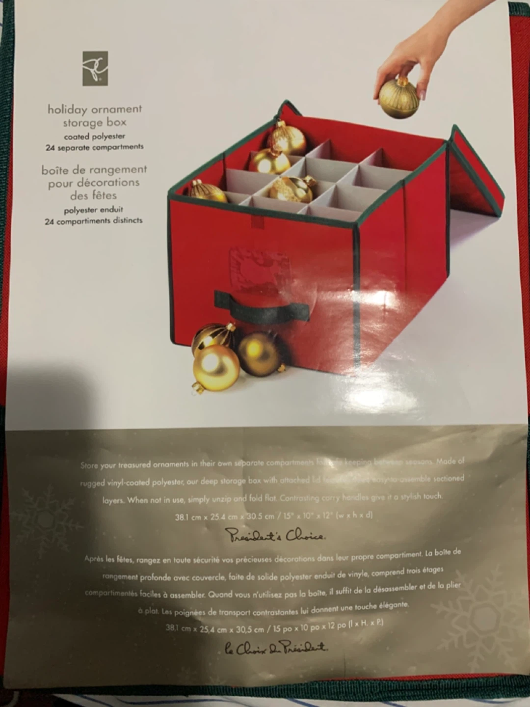 President's Choice Holiday Ornament Storage Box - photo 2