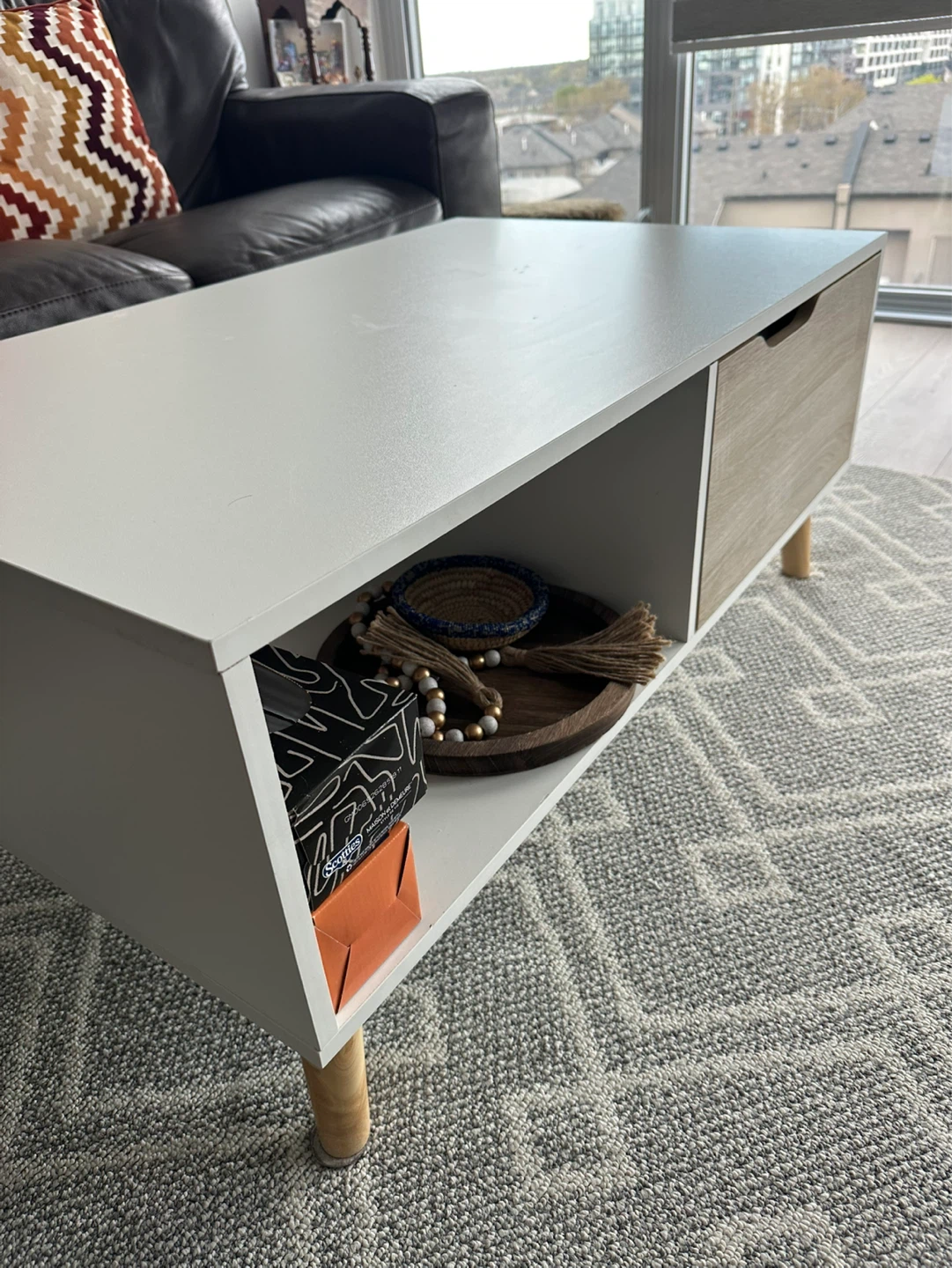 White Coffee Table with Drawer