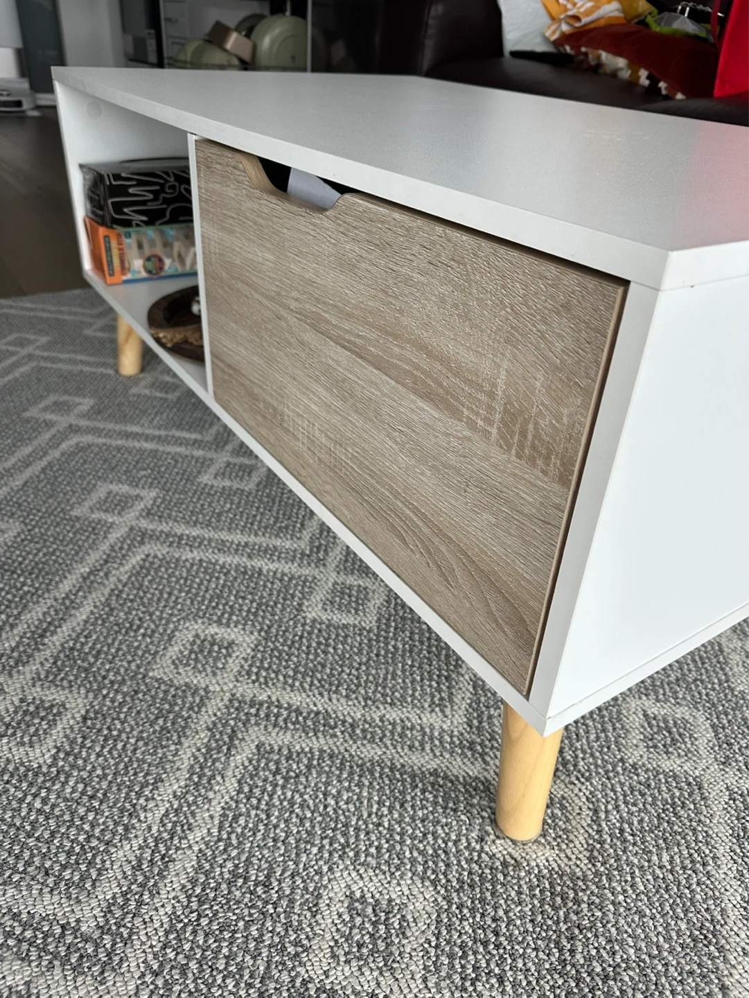 White Coffee Table with Drawer - photo 2