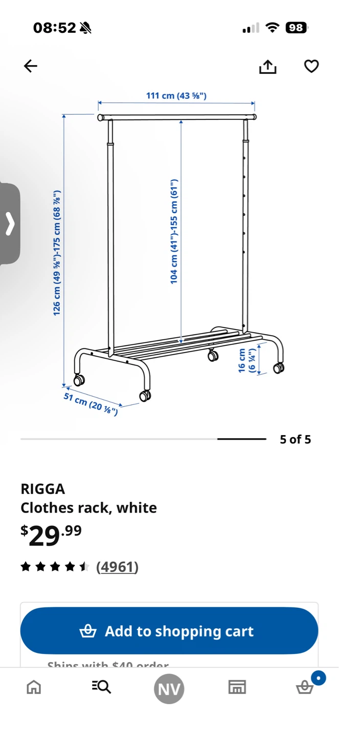 IKEA RIGGA Clothes Rack - White - photo 2