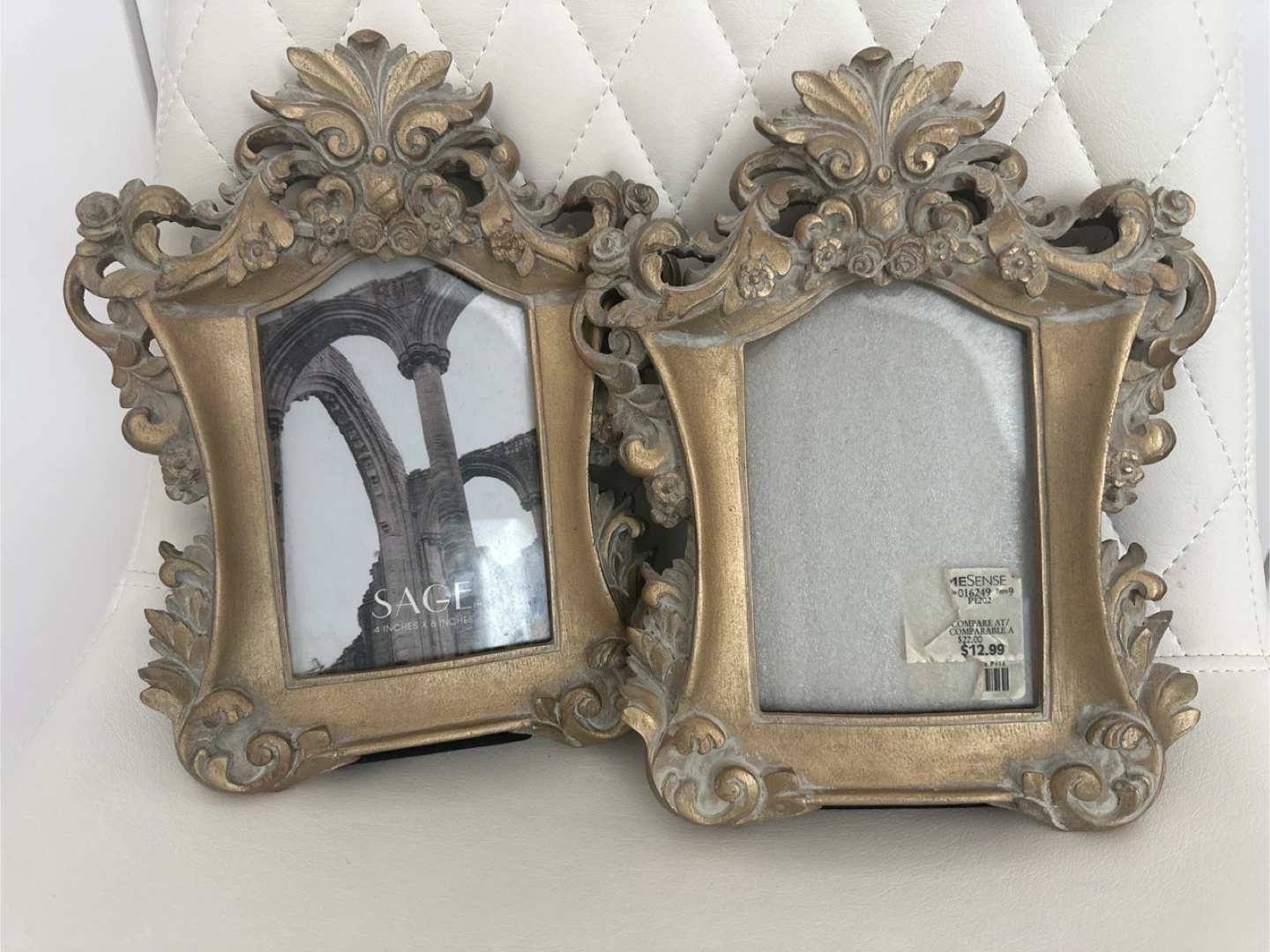 Vintage Style Gold Photo Frames - Set of 2