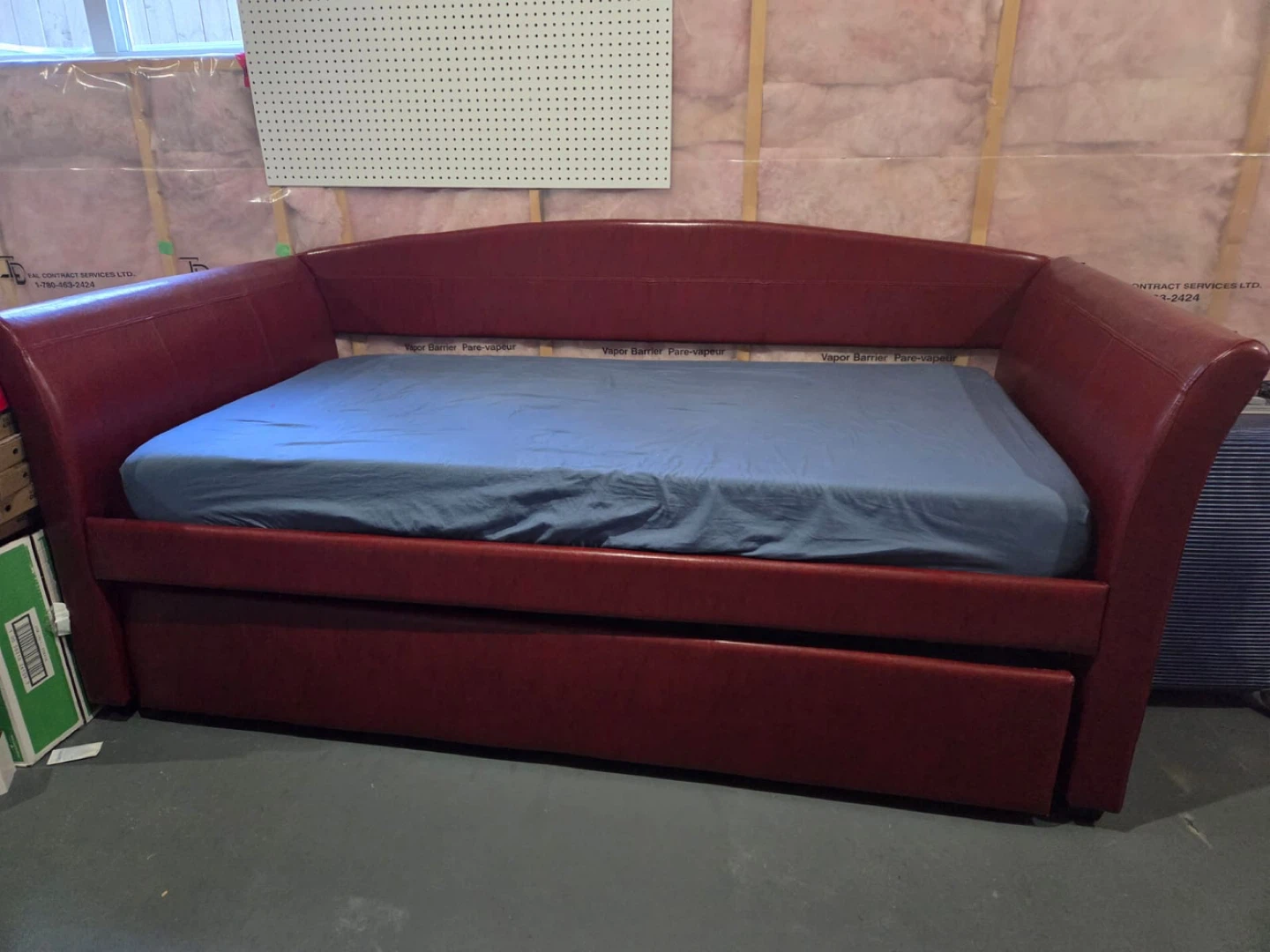 Red Faux Leather Daybed with Trundle - photo 2