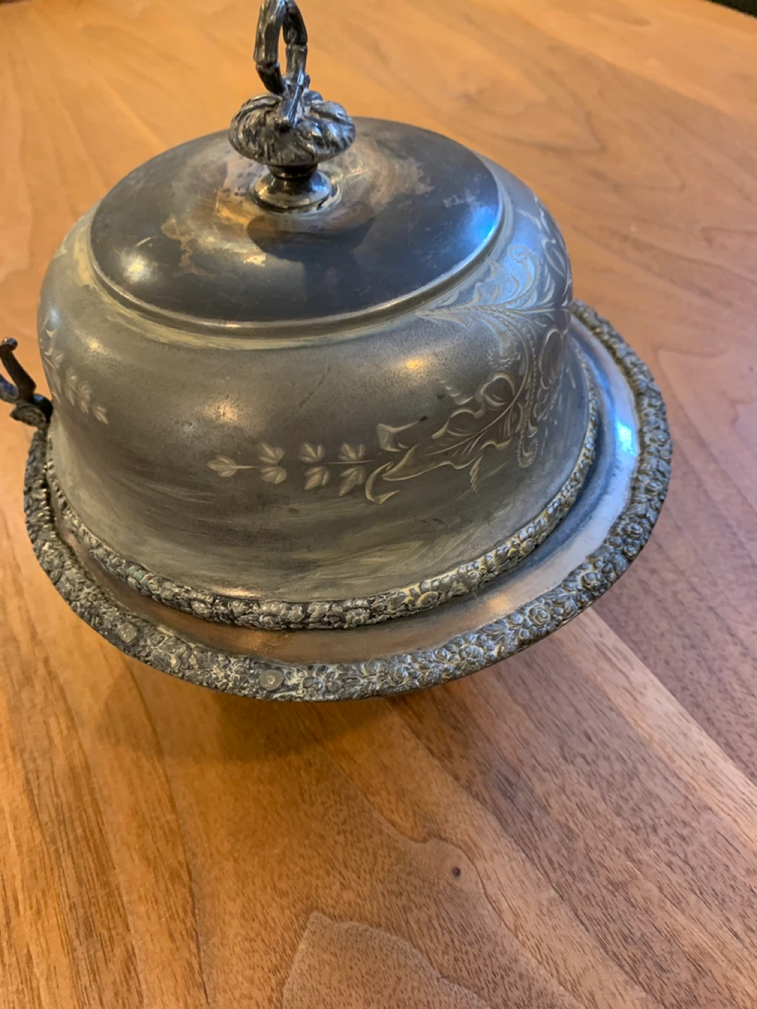 Vintage Silver Plated Butter Dish with Peacock Engraving - photo 4