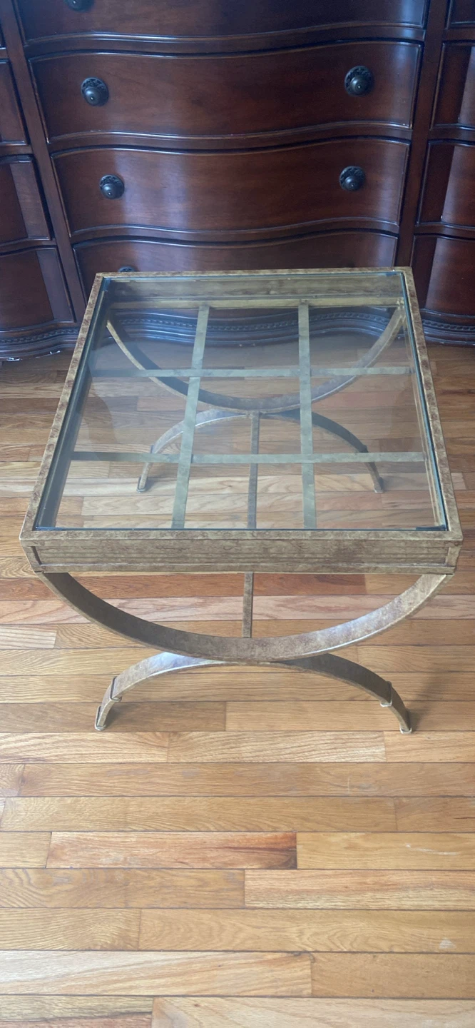 Glass Top Accent Table with Metal Base