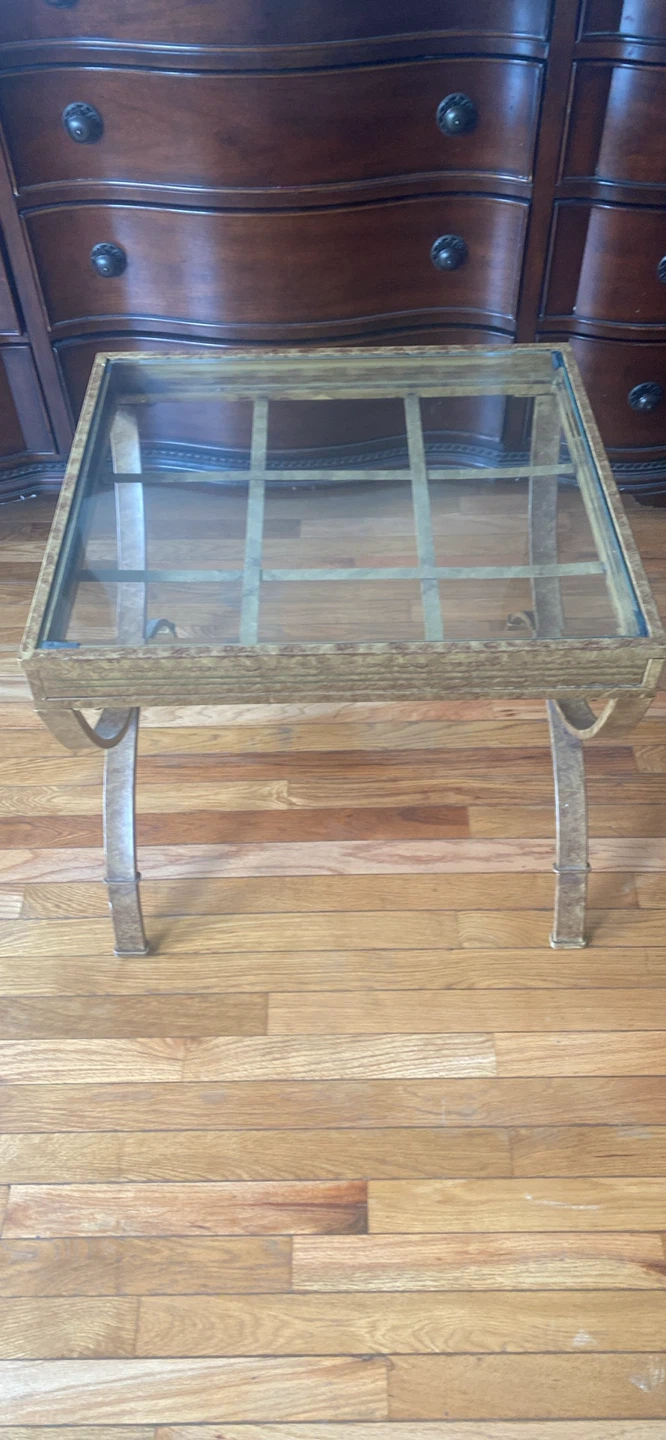 Glass Top Accent Table with Metal Base - photo 2