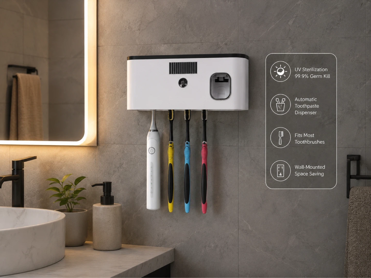 Smart Toothbrush Holder with UV Sterilization - photo 2