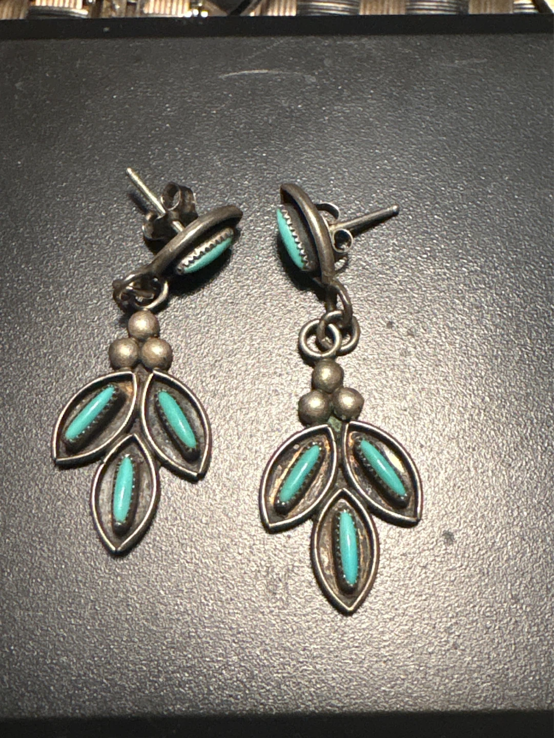 Sterling Silver Turquoise Leaf Dangle Earrings