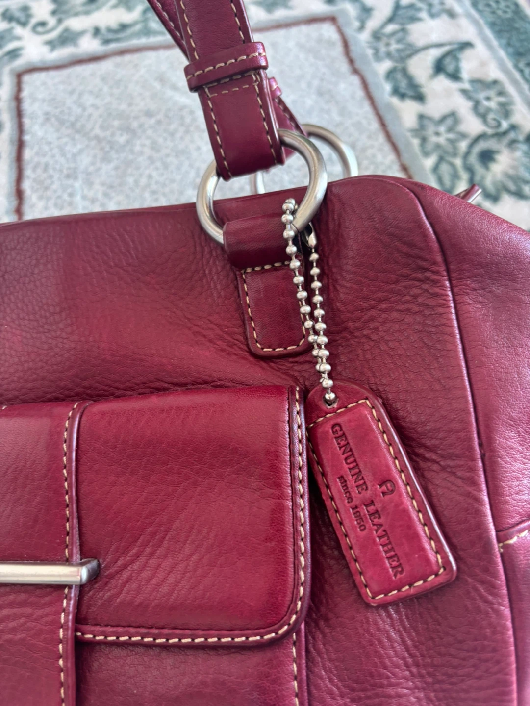 Etienne Aigner Burgundy Leather Satchel Bag - photo 2