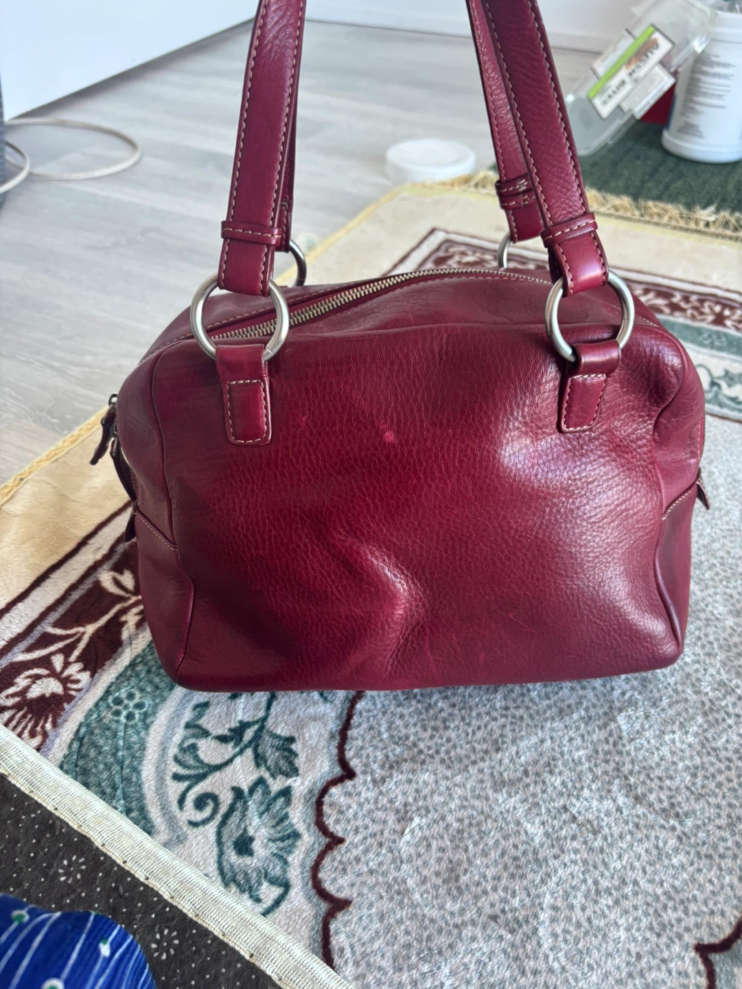 Etienne Aigner Burgundy Leather Satchel Bag - photo 4