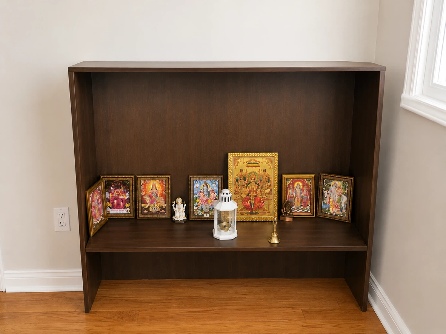 Dark Wood Puja Unit / Shelf / Mandir