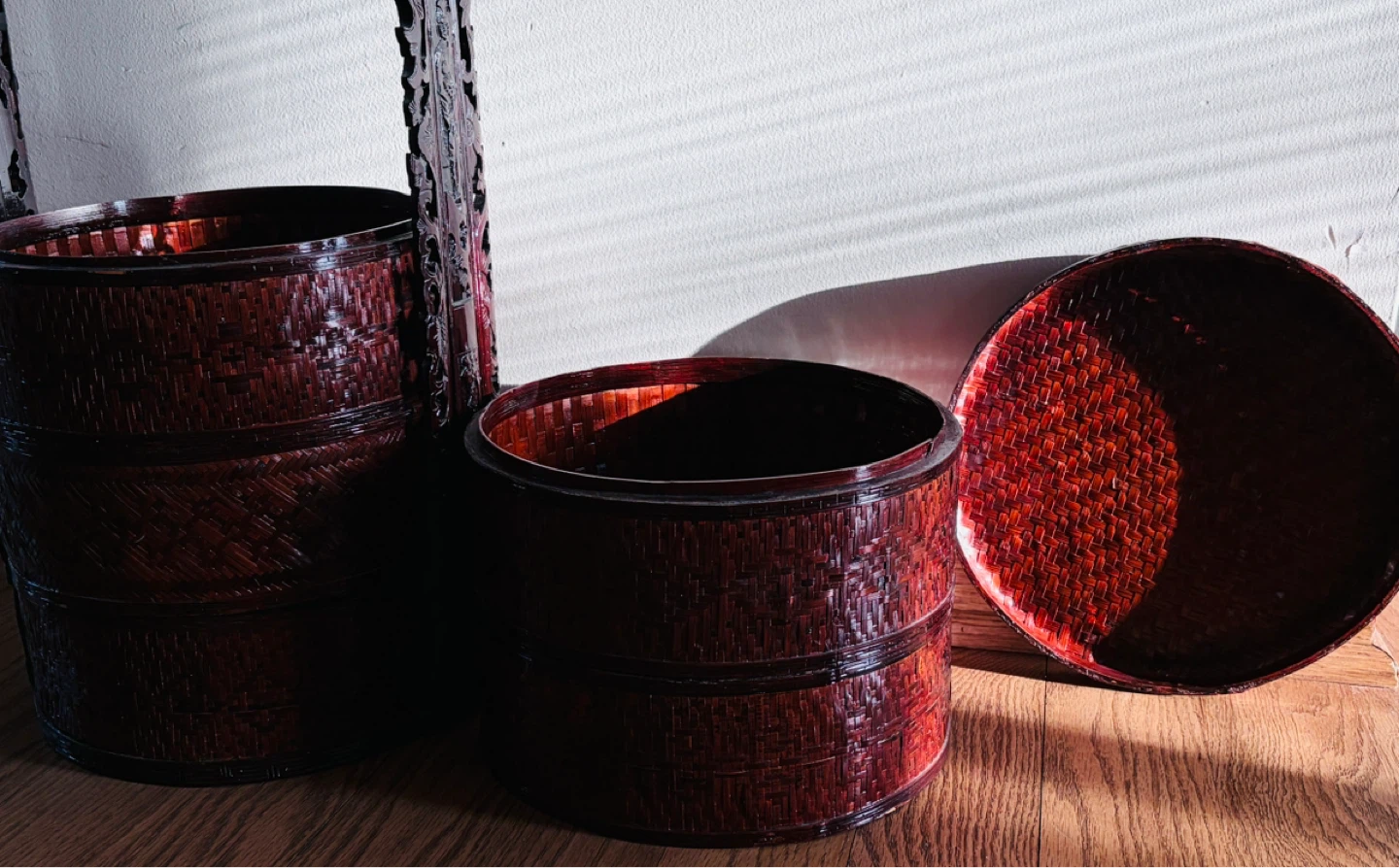 Vintage Woven Bamboo Stacking Basket - photo 5