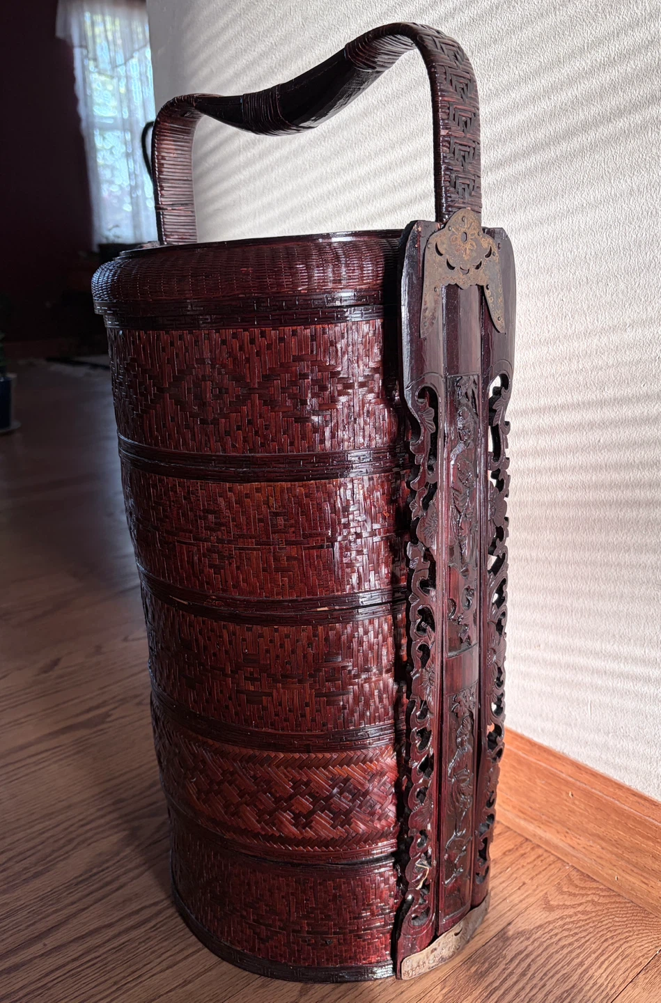 Vintage Woven Bamboo Stacking Basket - photo 2
