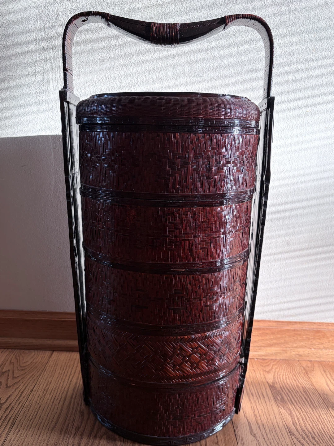 Vintage Woven Bamboo Stacking Basket