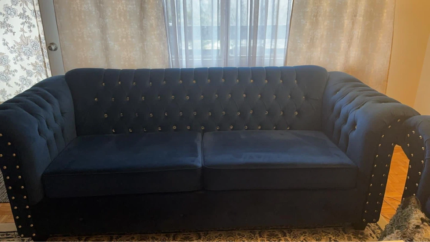 Blue Velvet Chesterfield Sofa - photo 3