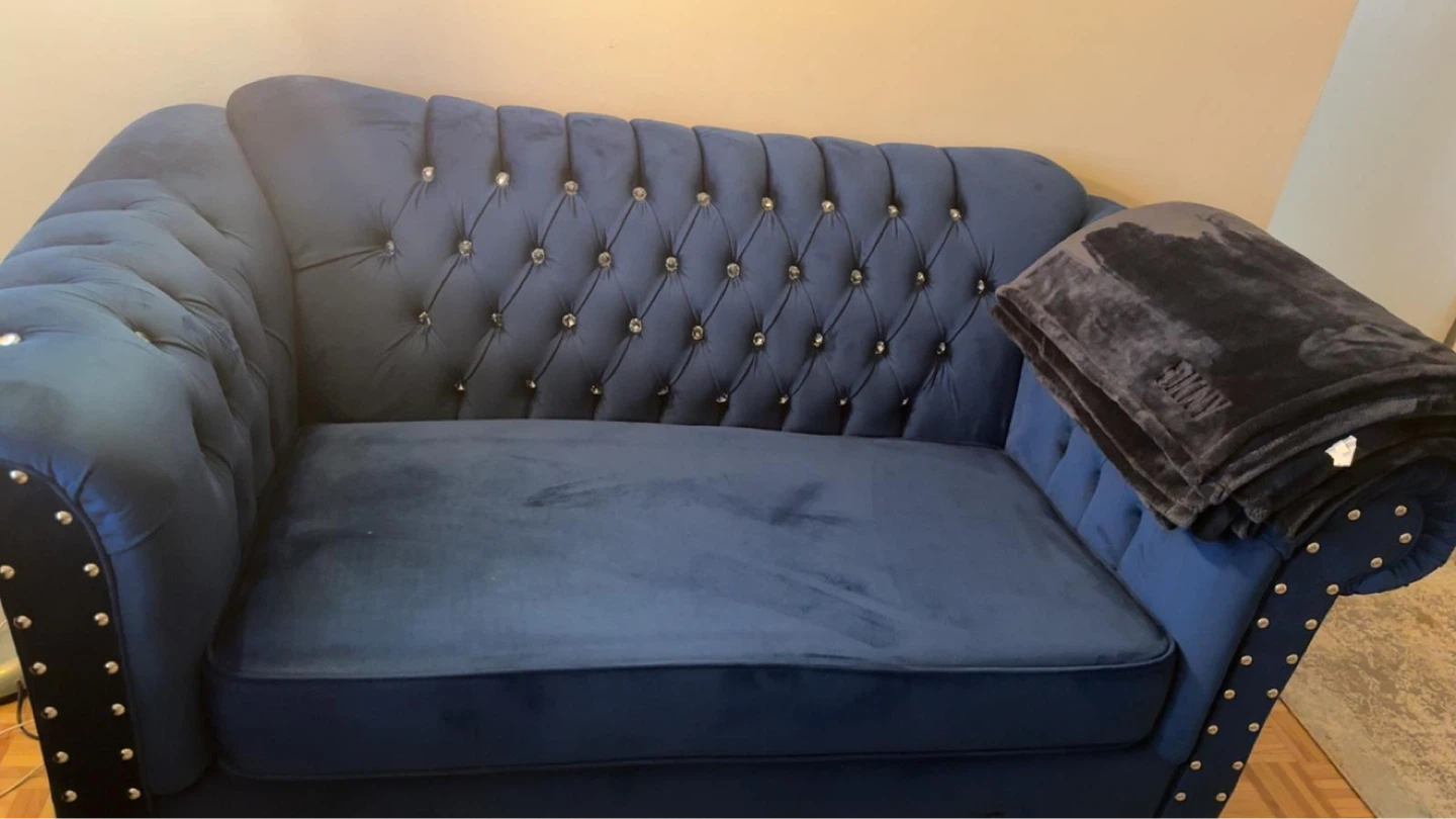 Blue Velvet Chesterfield Sofa - photo 2