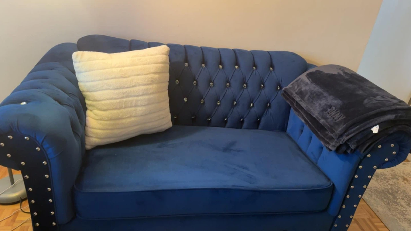Blue Velvet Chesterfield Sofa