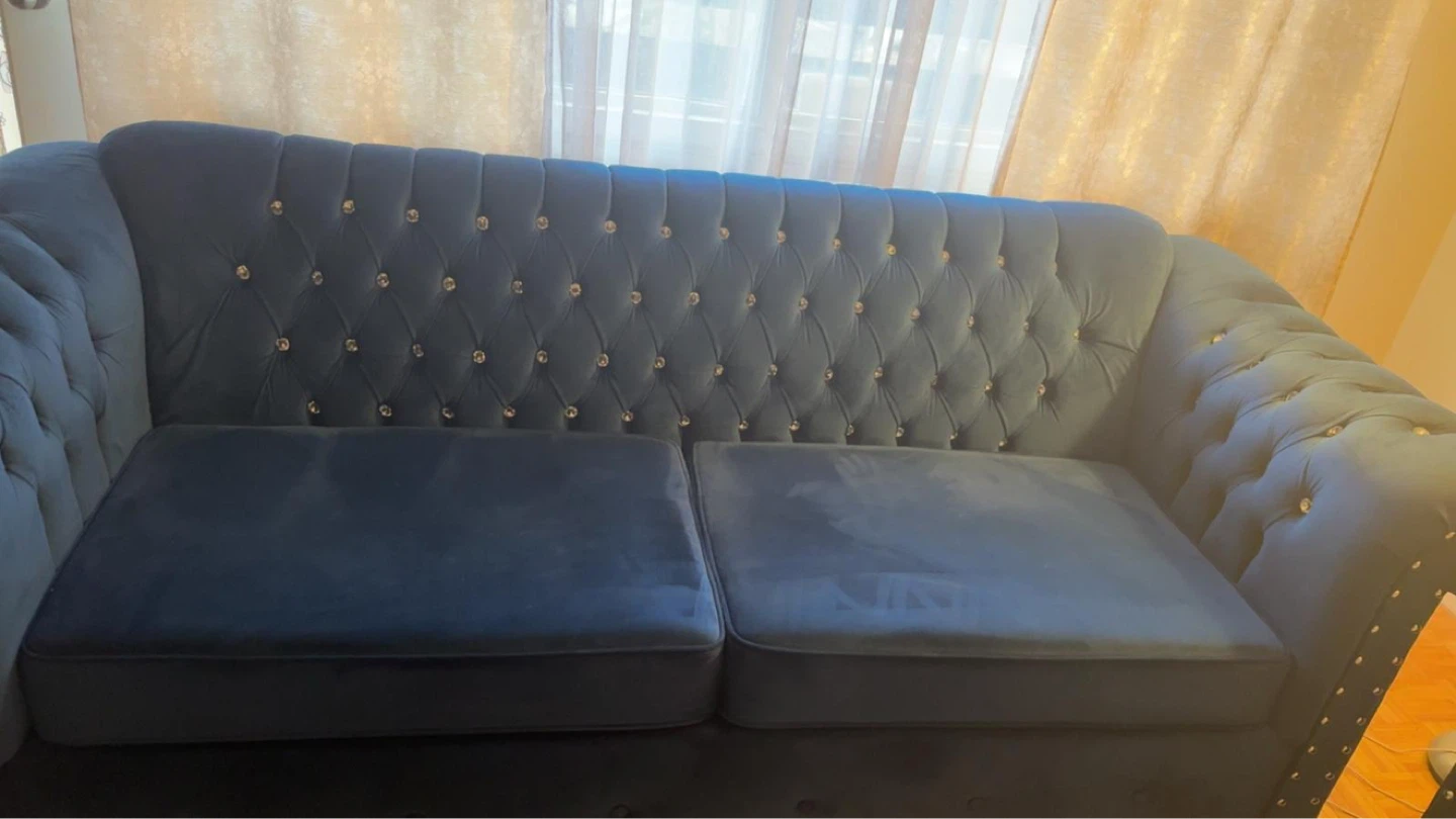 Blue Velvet Chesterfield Sofa - photo 4