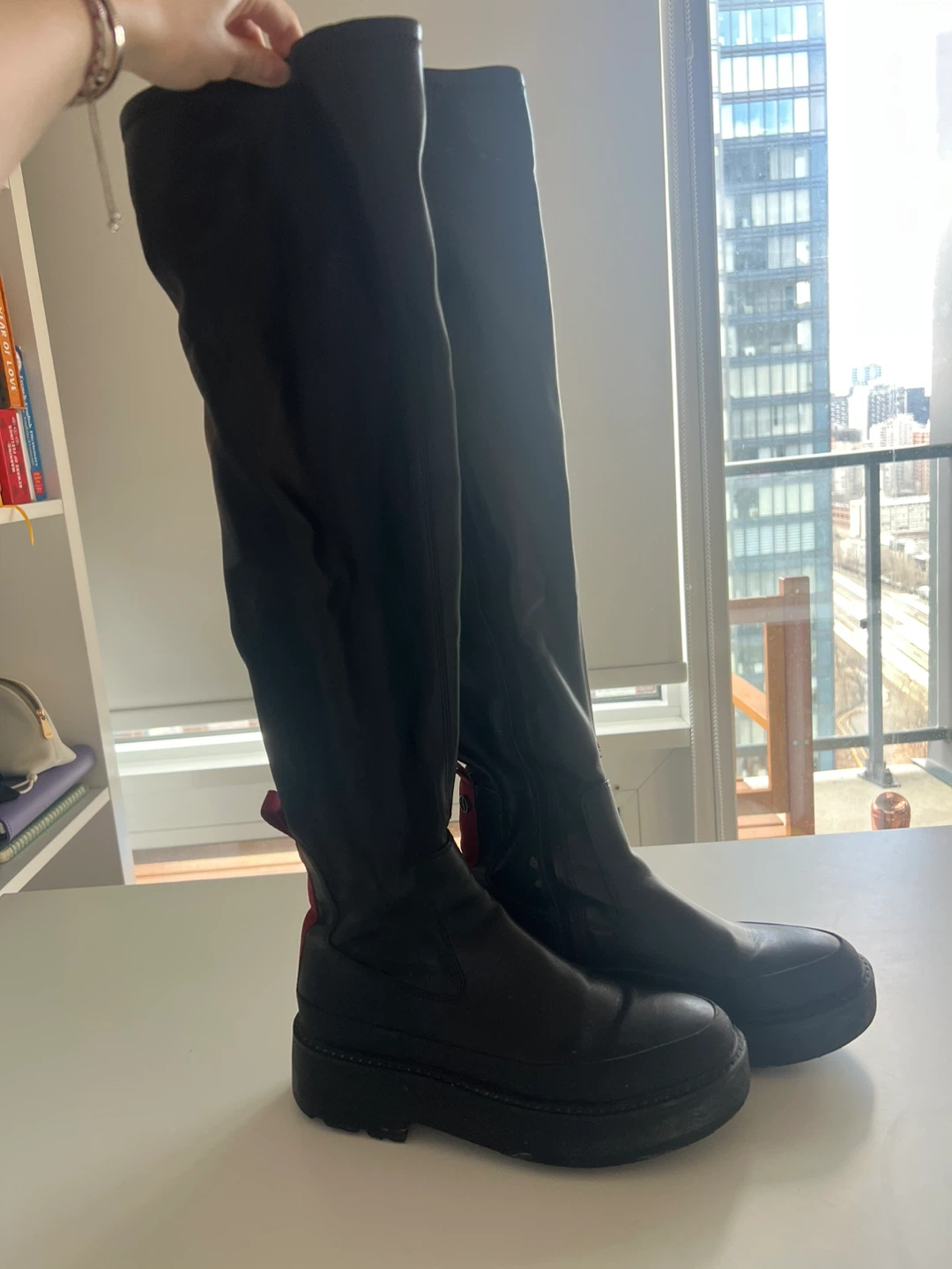 Franco Santo Black Over-the-Knee Boots with Chunky Sole