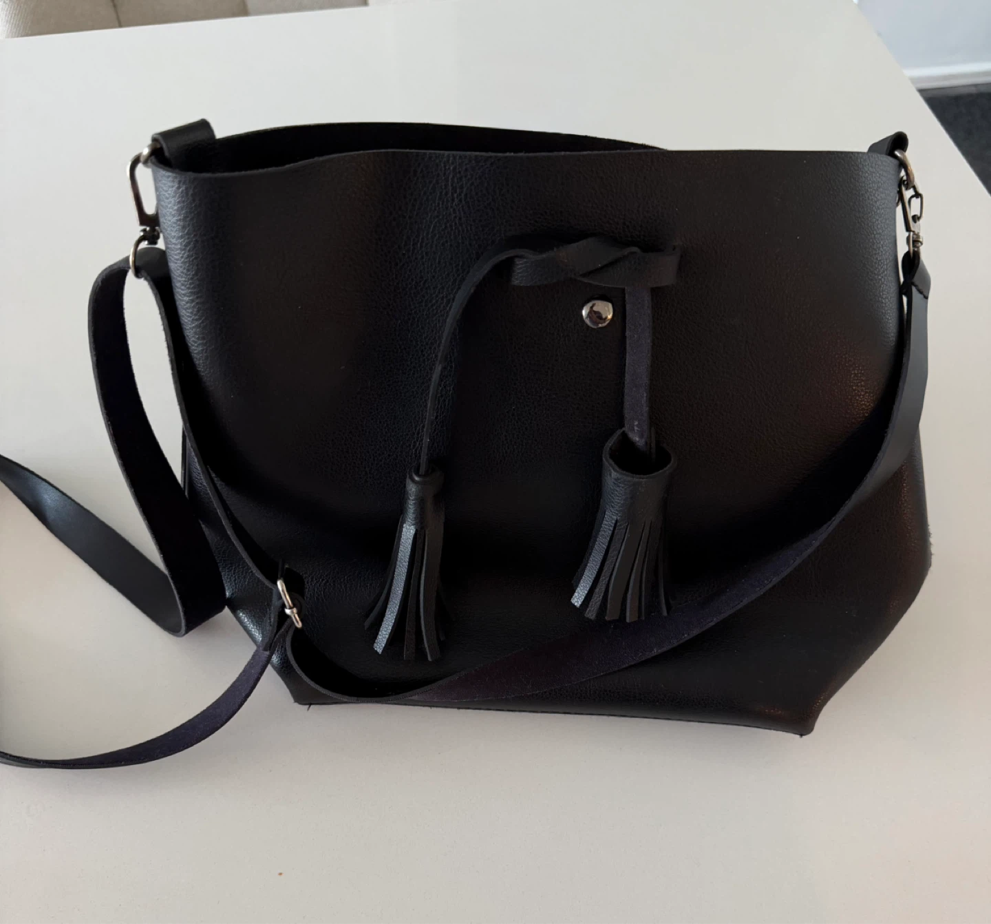 Black Women’s Bucket Bag with Pouch