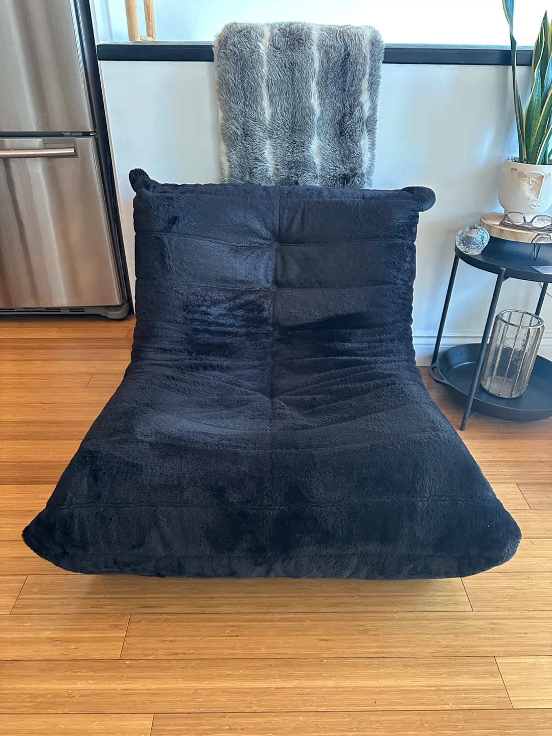 VINTAGE MCM STYLE TOGO BLACK VELVET LOUNGE CHAIR - photo 5