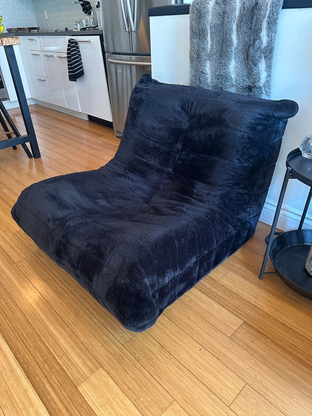 VINTAGE MCM STYLE TOGO BLACK VELVET LOUNGE CHAIR - photo 2