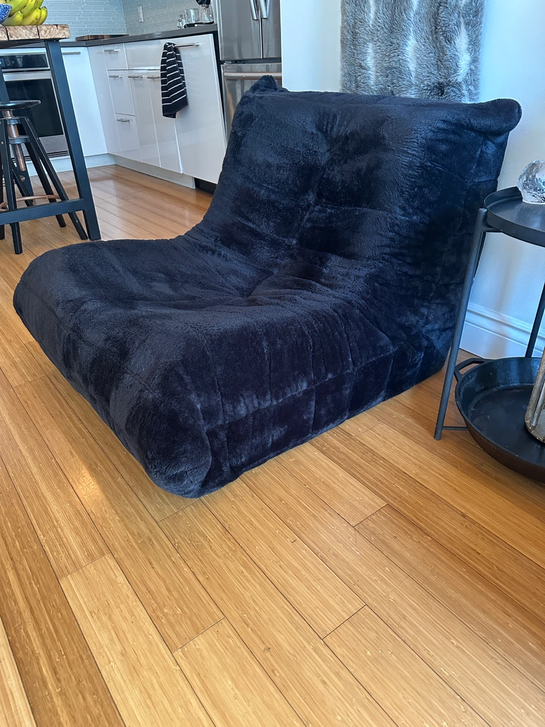 VINTAGE MCM STYLE TOGO BLACK VELVET LOUNGE CHAIR - photo 4