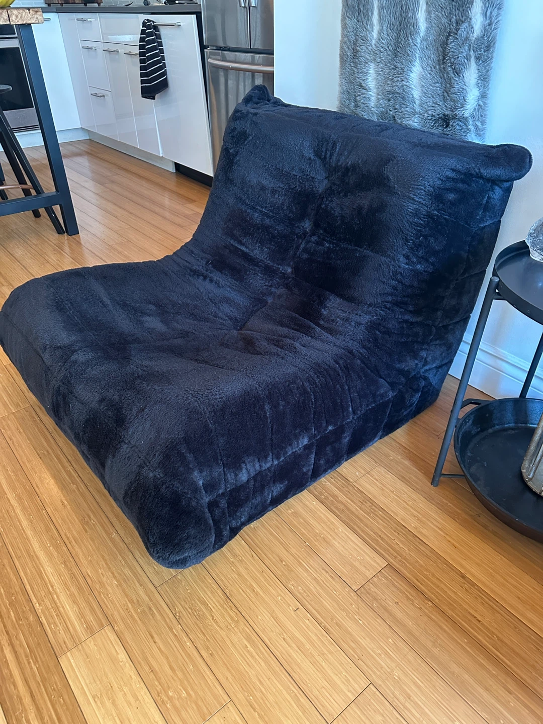 VINTAGE MCM STYLE TOGO BLACK VELVET LOUNGE CHAIR - photo 3