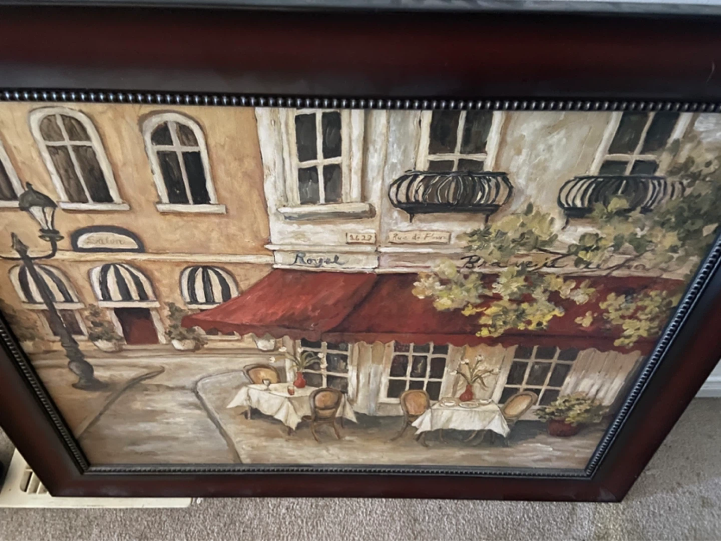 Framed Parisian Cafe Scene Wall Art
