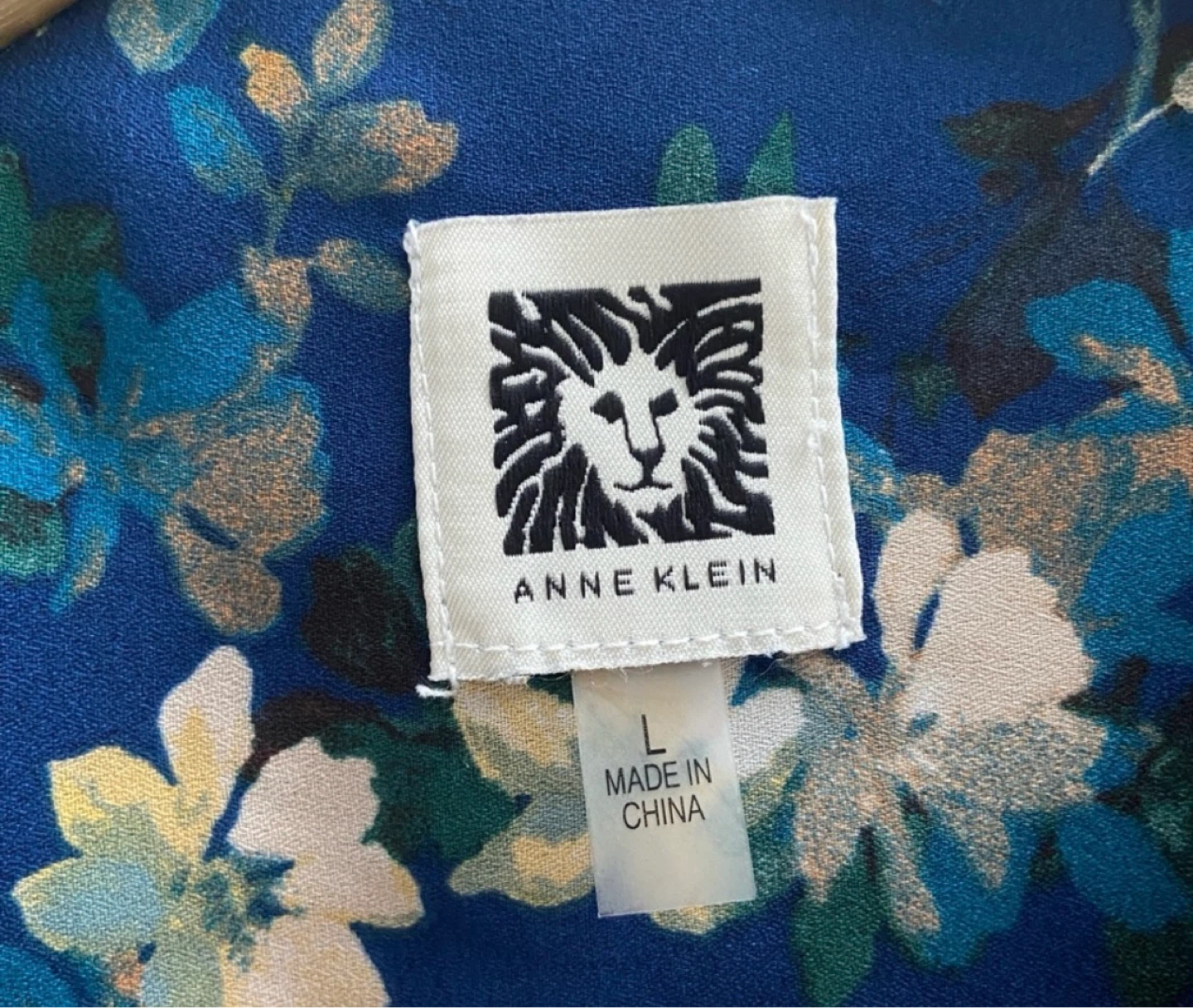 Large Anne Klein Long Blue Floral Print Blouse - photo 2
